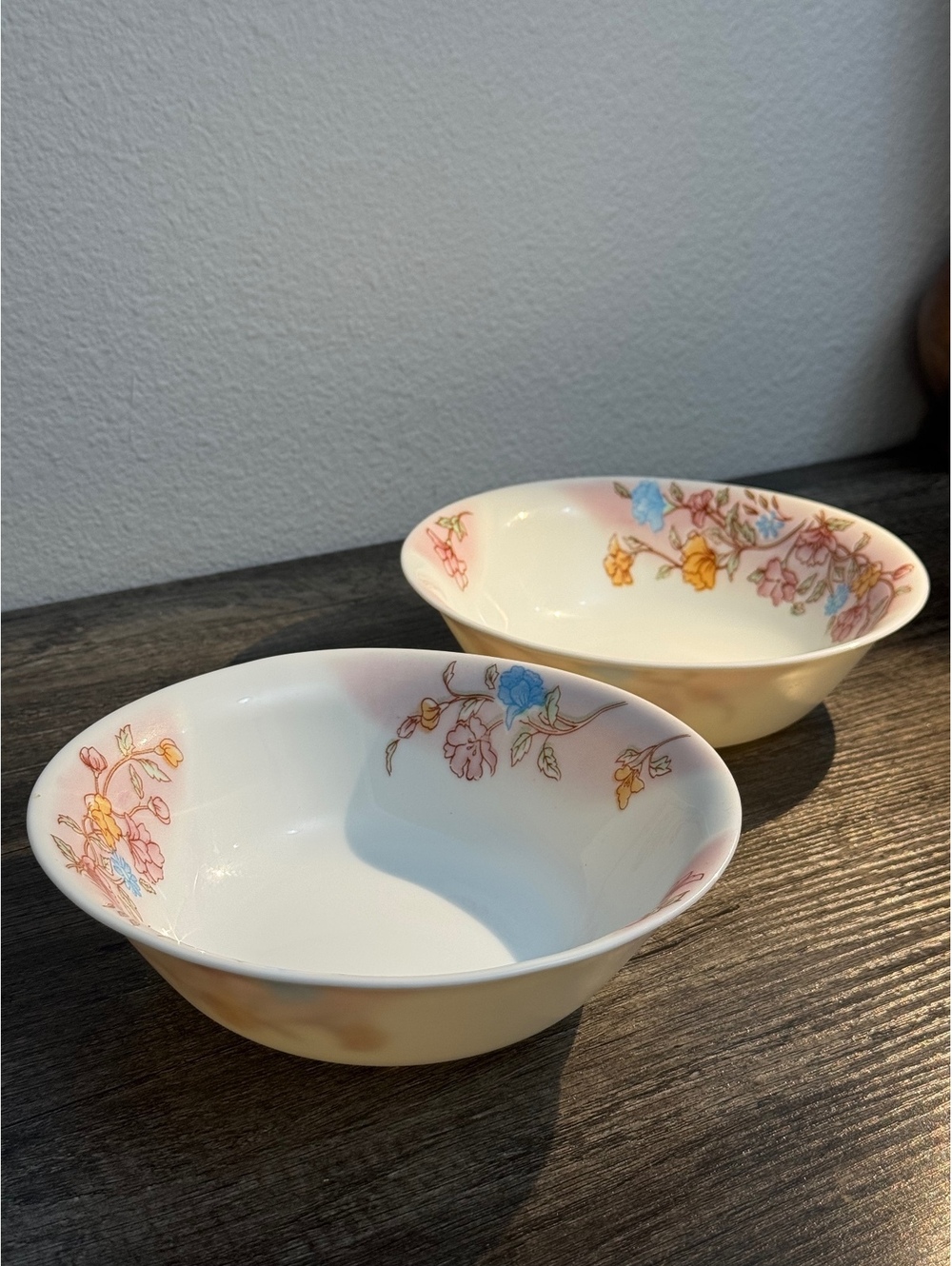 Set of 2 Chinbull Floral Heat-Resistant Opal Glass Bowls 7”